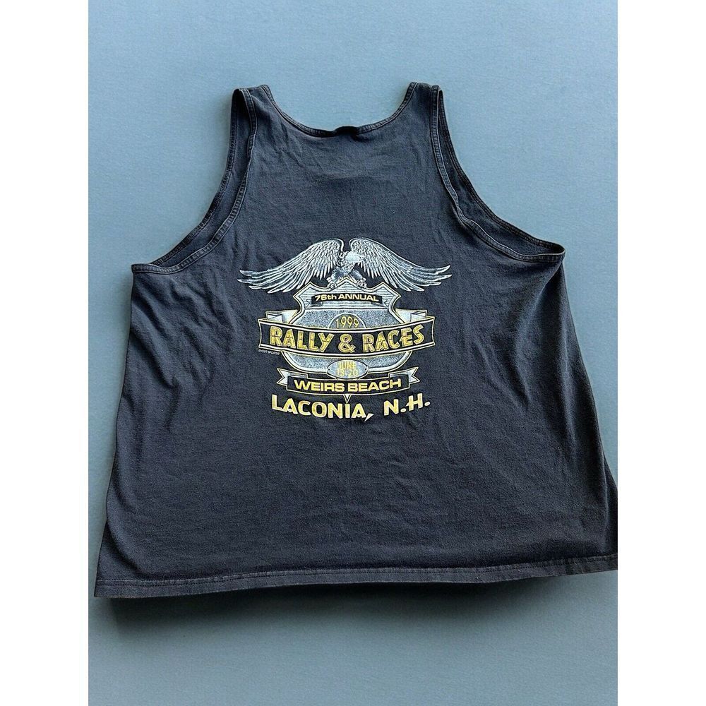 Vintage 1999 Laconia, NH Rally & Races Motorcycle Black Tank Shirt Size XL